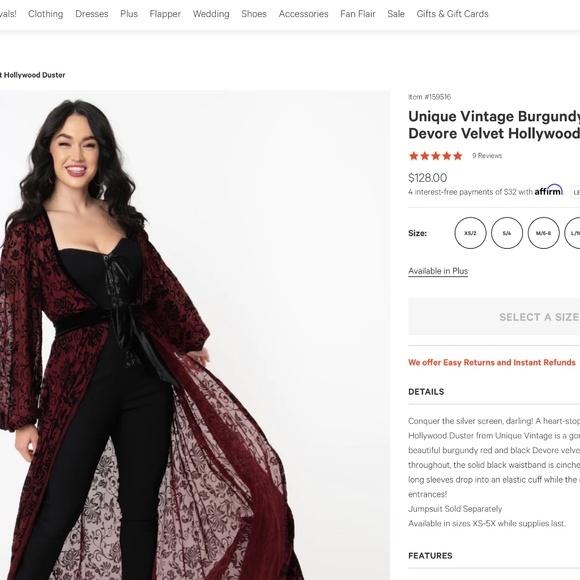 Unique Vintage Burgundy Black Velvet Gothic Robe - Picture 2 of 4